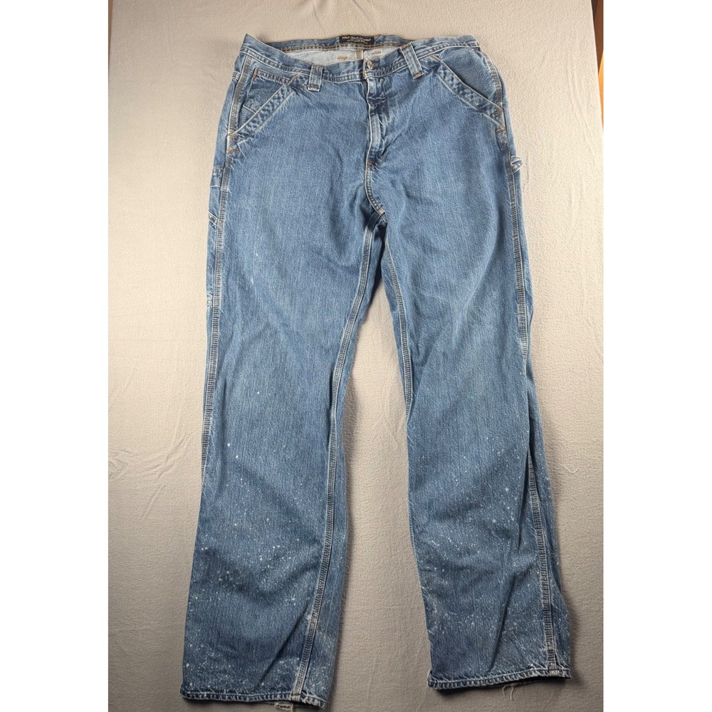 Vintage Polo Ralph Lauren Carpenter Jeans Mens 34 Blue Paint Splatter Utility